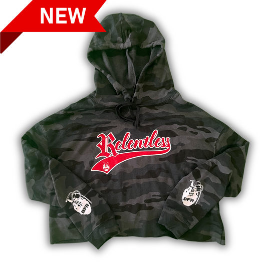 Ladies Relentless Camo Cropped Hoodie